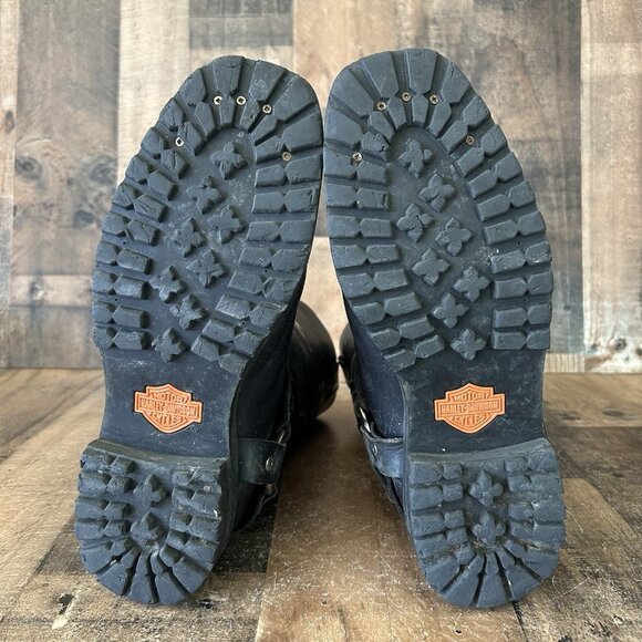 Harley Davidson 91055 Buckle Harness Square Toe Moto Motorcycle Boots Mens 9 - Picture 4 of 12